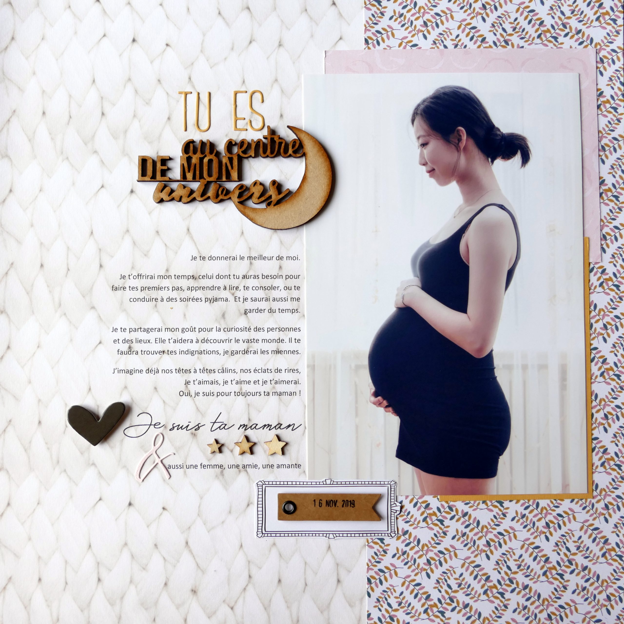 grossesse, femme enceinte, bébé, scrapbooking , création avec des photos